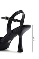 Women's Black Ankle Buckle Braided Thin Heeled Shoes | Derimod