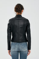 Kylie Women's Black Short Leather Jacket | Derimod