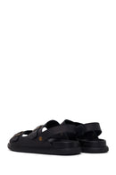 Male Black Double-Buckle Nubuck Leather Sandal | Derimod