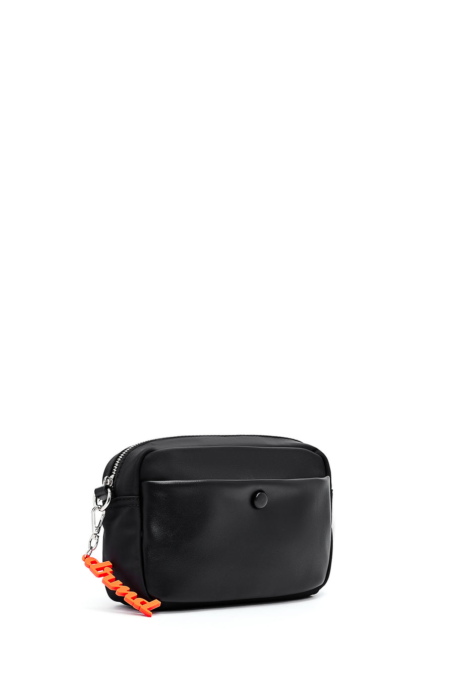 Women's Black Crossbody Bag with Accessory Detail