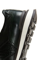 Men's Green Leather Printed Sneaker | Derimod