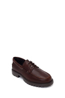 Male Brown Lace-Up Thick-Soled Leather Casual Shoes | Derimod