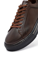 Men's Brown Lace-Up Thick-Soled Leather Sneakers | Derimod
