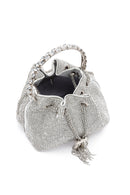 Women's Silver Long Chain Strap Stone Mini Evening Handbag | Derimod