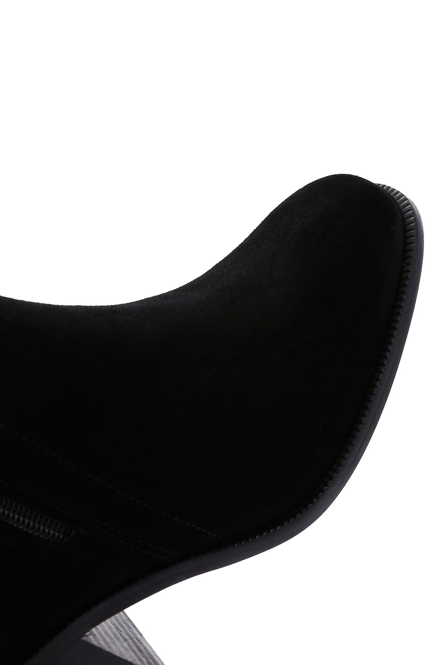 Women's Black Zippered Thick Heel Suede Leather Boots