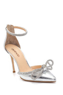 Women's Leather Metallic Bow Gova | Derimod