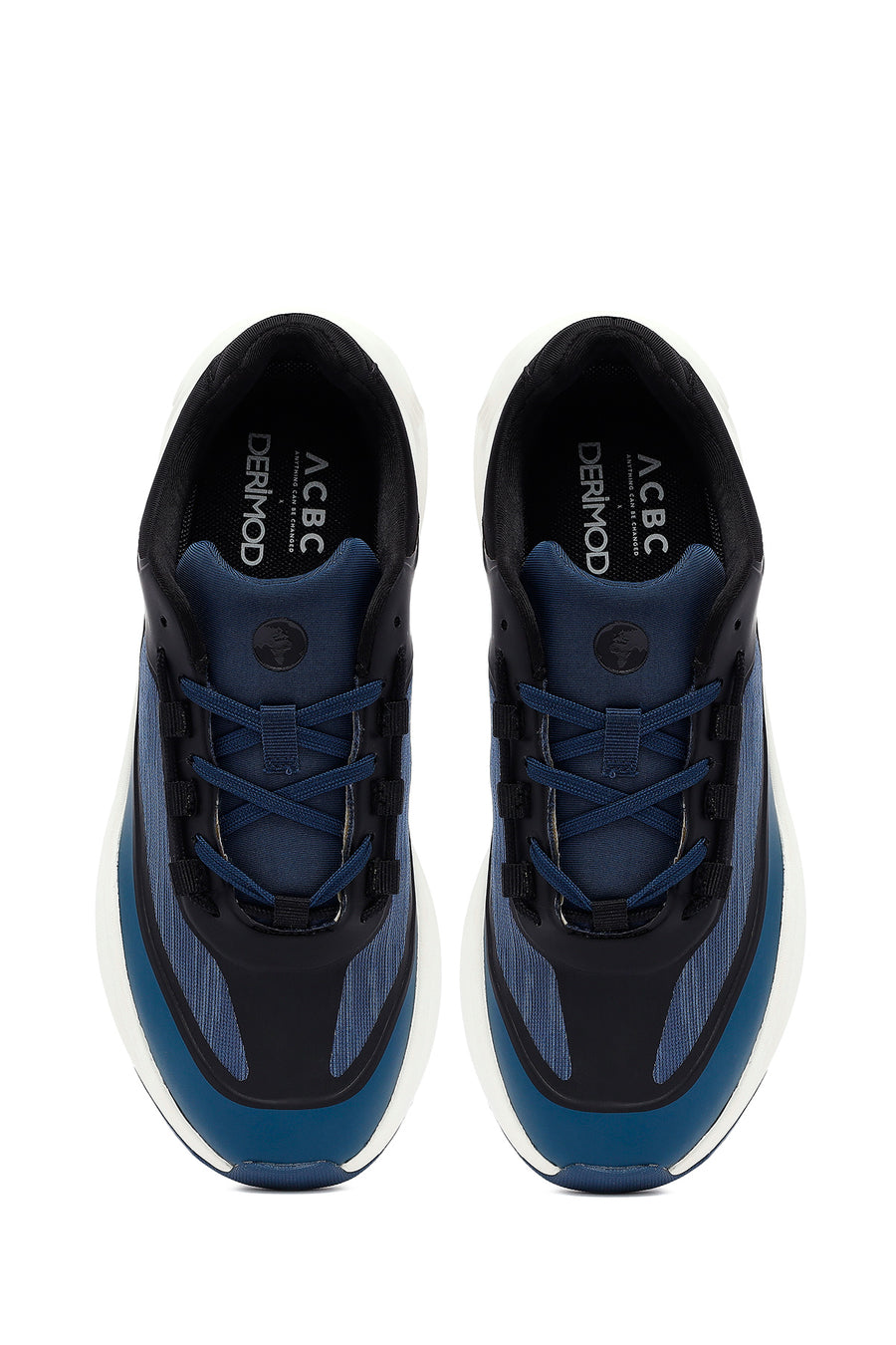 ACBC x Derimod Men's Navy Blue Lace-Up Thick-Sole Fabric Sneakers