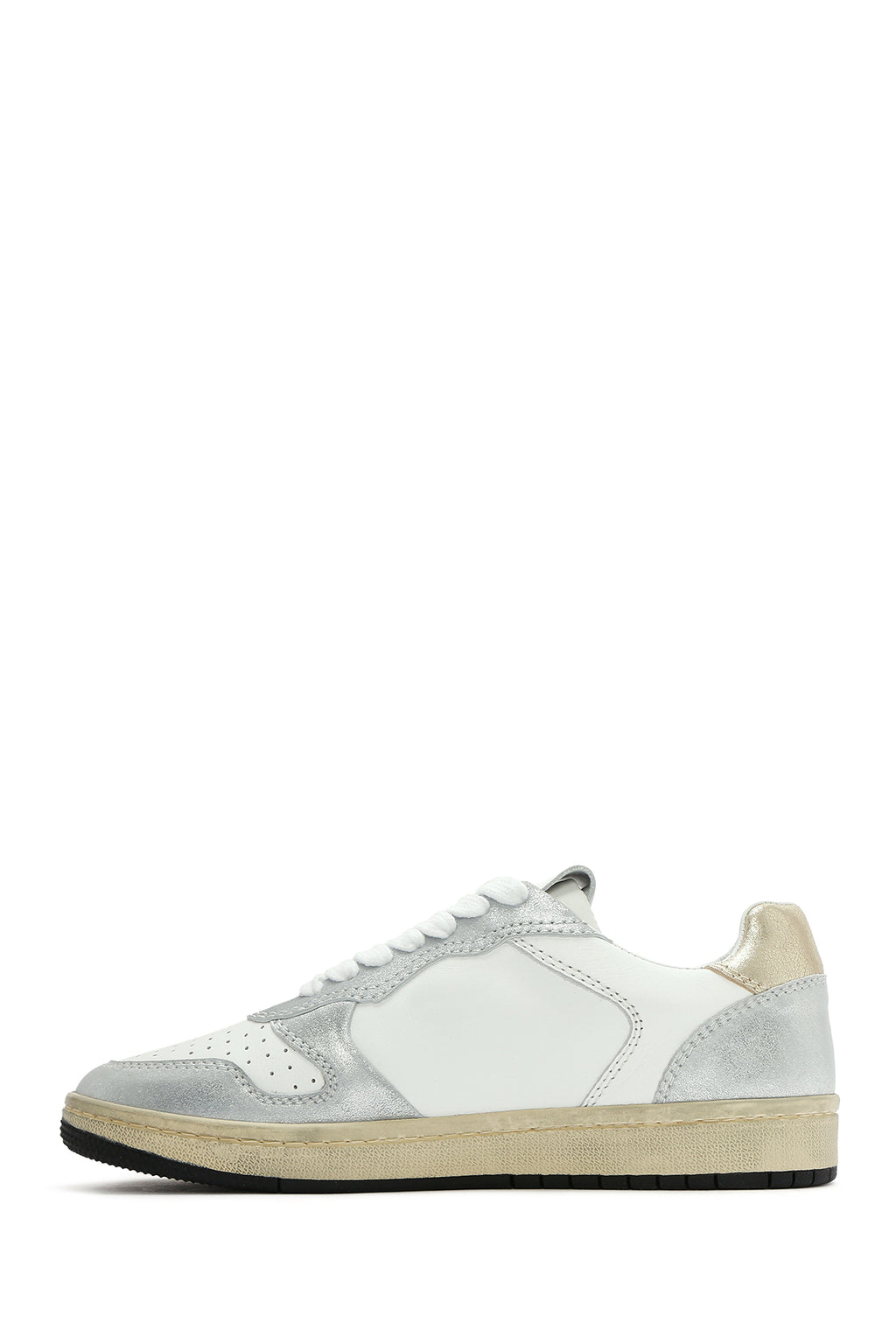 ACBC x DERİMOD Kadın Gümüş Bağcıklı Simli Deri Sneaker