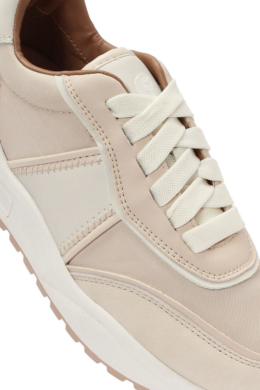 ACBC x DERİMOD Kadın Bej Kalın Tabanlı Bağcıklı Kumaş Sneaker