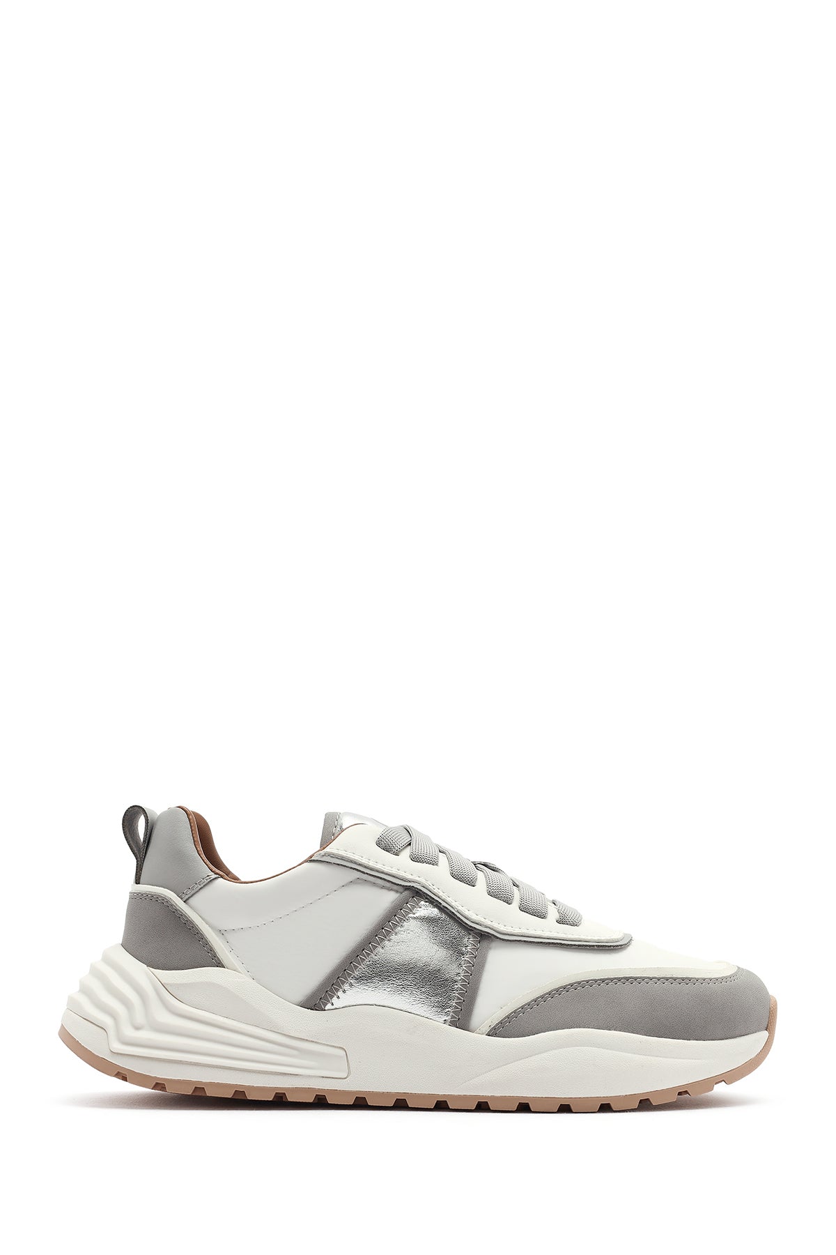 ACBC x DERİMOD Kadın Gri Kalın Tabanlı Bağcıklı Kumaş Sneaker 25SFD43566F | Derimod