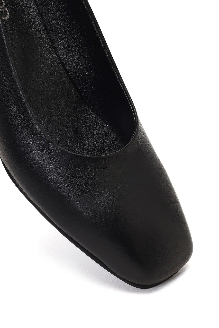 Women's Black Thick Short Heel Leather Shoe
