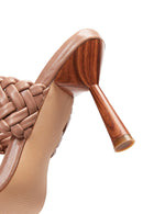 Women's Beige Knitted Heeled Slippers | Derimod