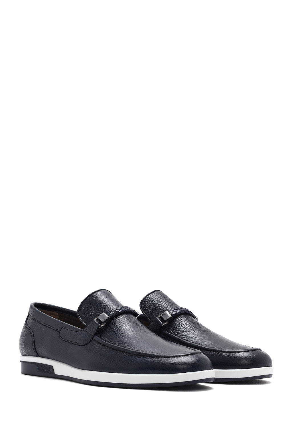 Erkek Lacivert Deri Casual Loafer