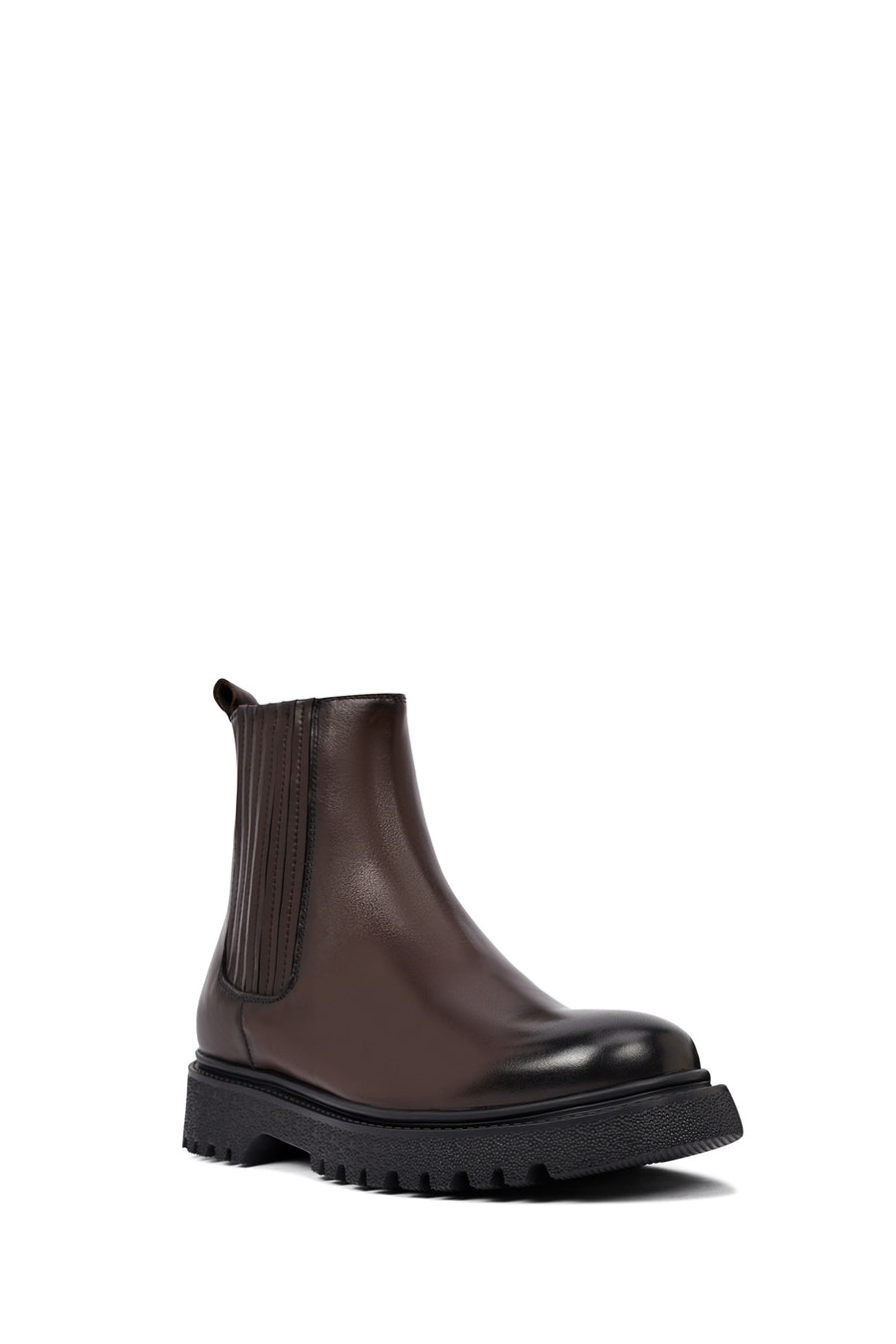 Men's Brown Thick-Soled Leather Chelsea Boot