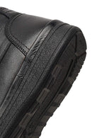 Male Black Zip Closure Leather Boots | Derimod