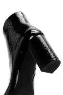 Derimod Gritti Women's Black Zippered Thick Heeled Patent Leather Boots | Derimod