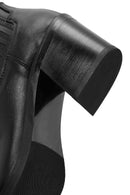 Woman Black Thick-Heeled Leather Cowboy Boots | Derimod