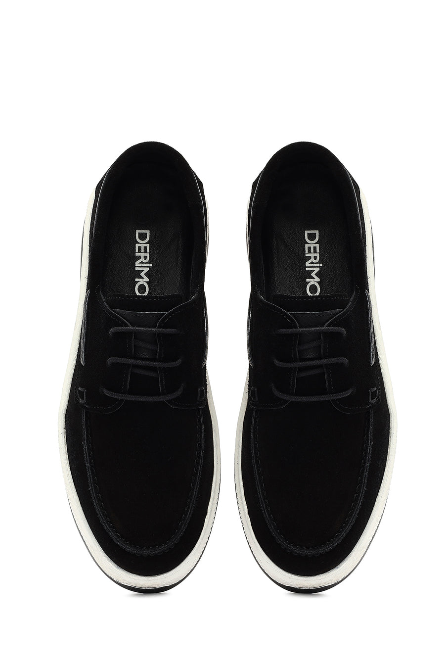 Men's Black Lace-Up Suede Leather Casual Shoes