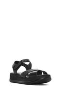 Women's Black Ankle Strap Chunky Sole Leather Comfort Sandals | Derimod