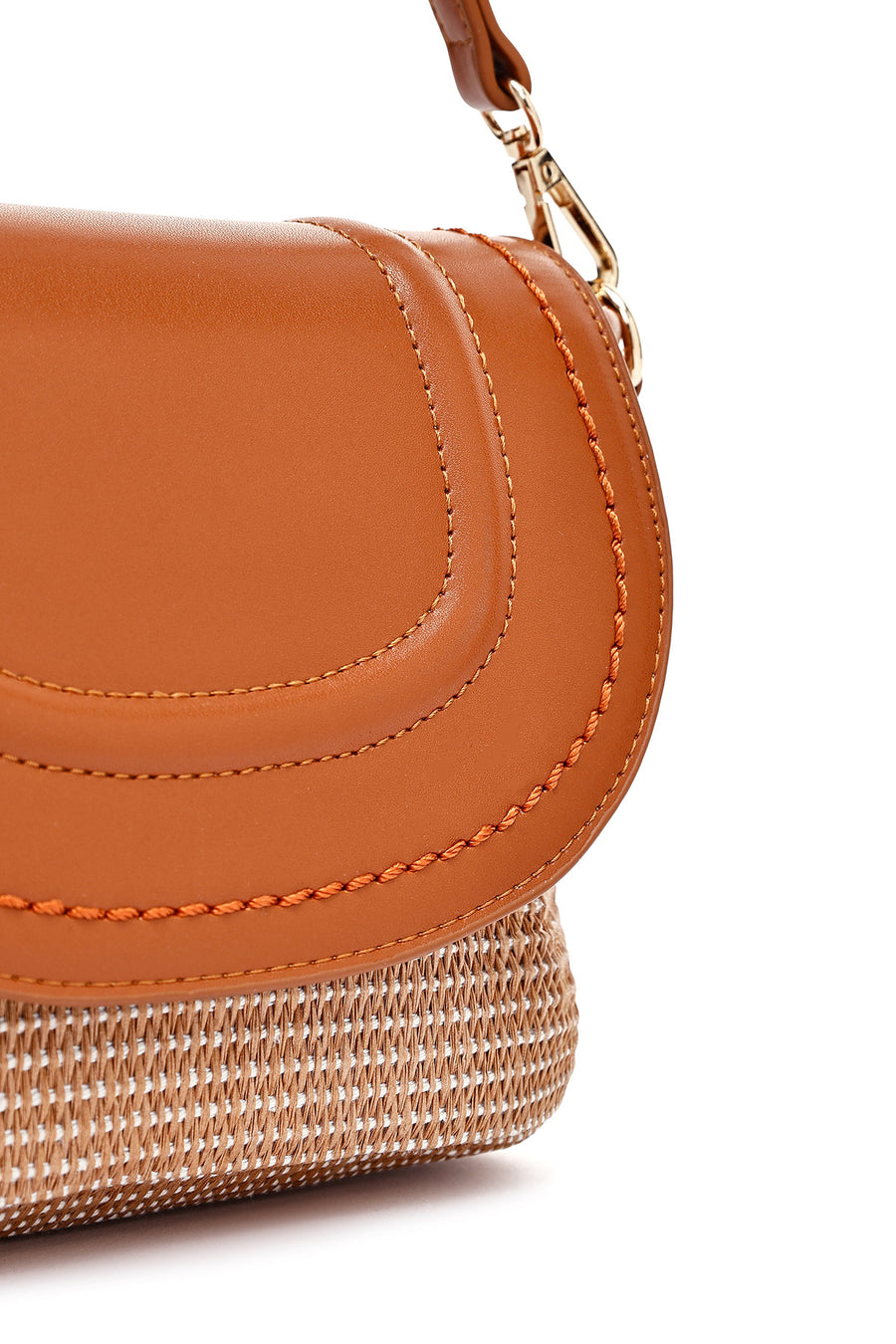 Women's Brown Long Straw Crossbody Bag