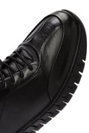 Men's Black Lace-Up Leather Casual Sneaker | Derimod