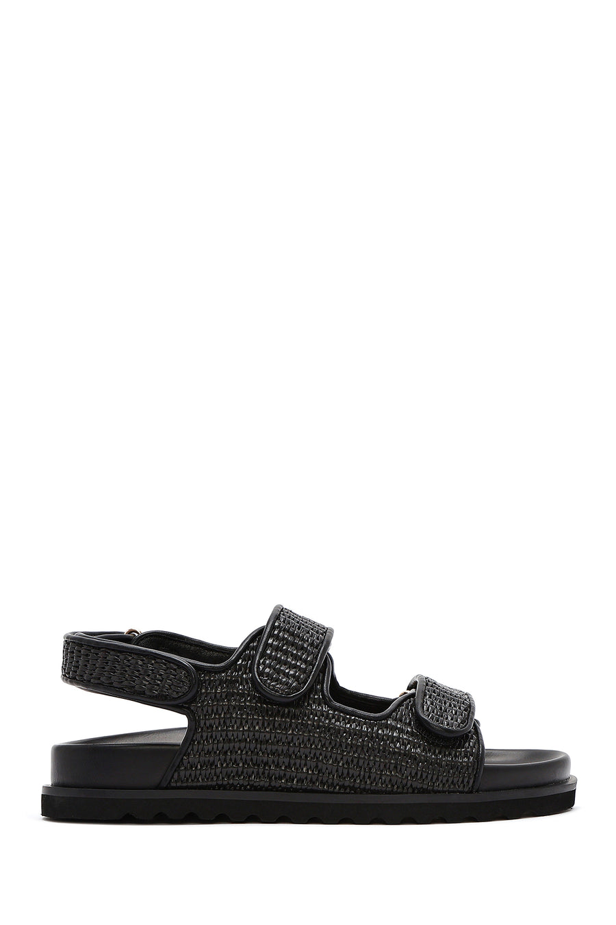 Women's Black Strappy Straw Sandals 25SFD4423M7 | Derimod