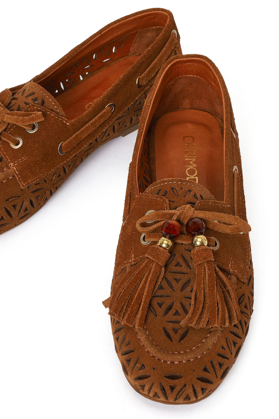 Women's Tan Tassel Suede Leather Loafer