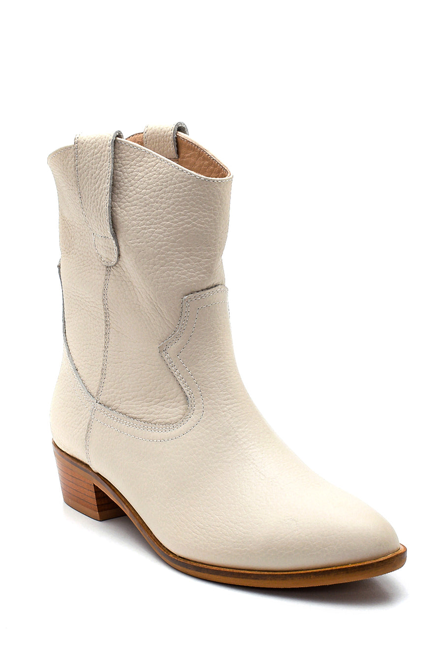 Women's Leather Short Heeled Cowboy Boots