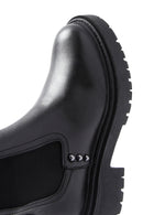 Black Women's Leather Casual Long Chelsea Boots | Derimod