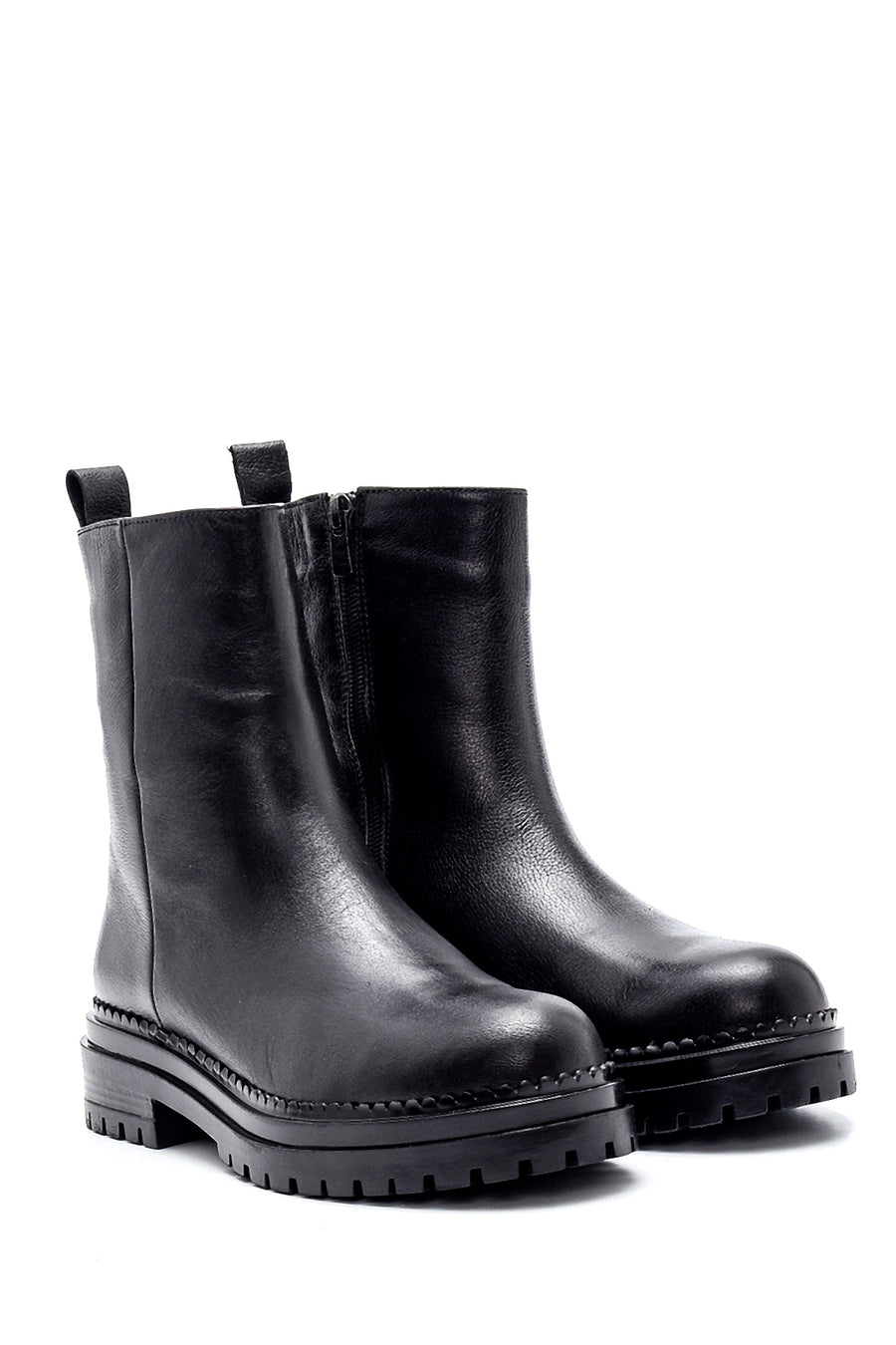 Women's Leather Casual Zipper Boots