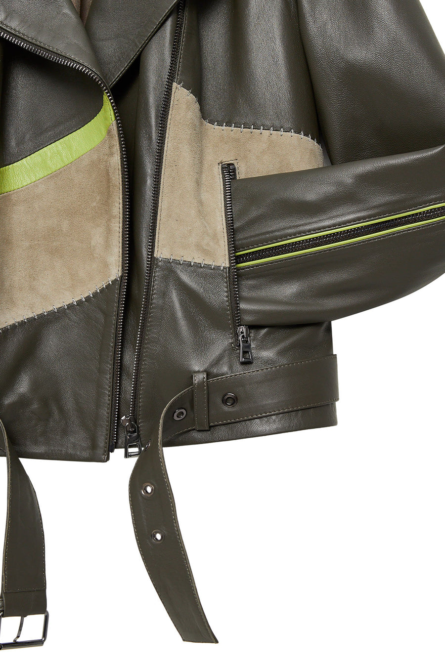 Madonna Women's Green Double Breasted Leather Jacket