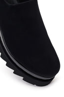 Woman Black Wedge Fabric Shoes | Derimod