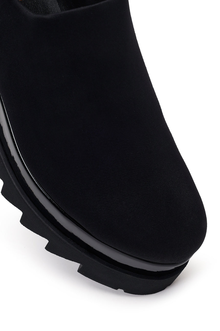 Woman Black Wedge Fabric Shoes