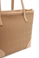 Woman Beige Long-Strap Printed Shoulder Bag | Derimod