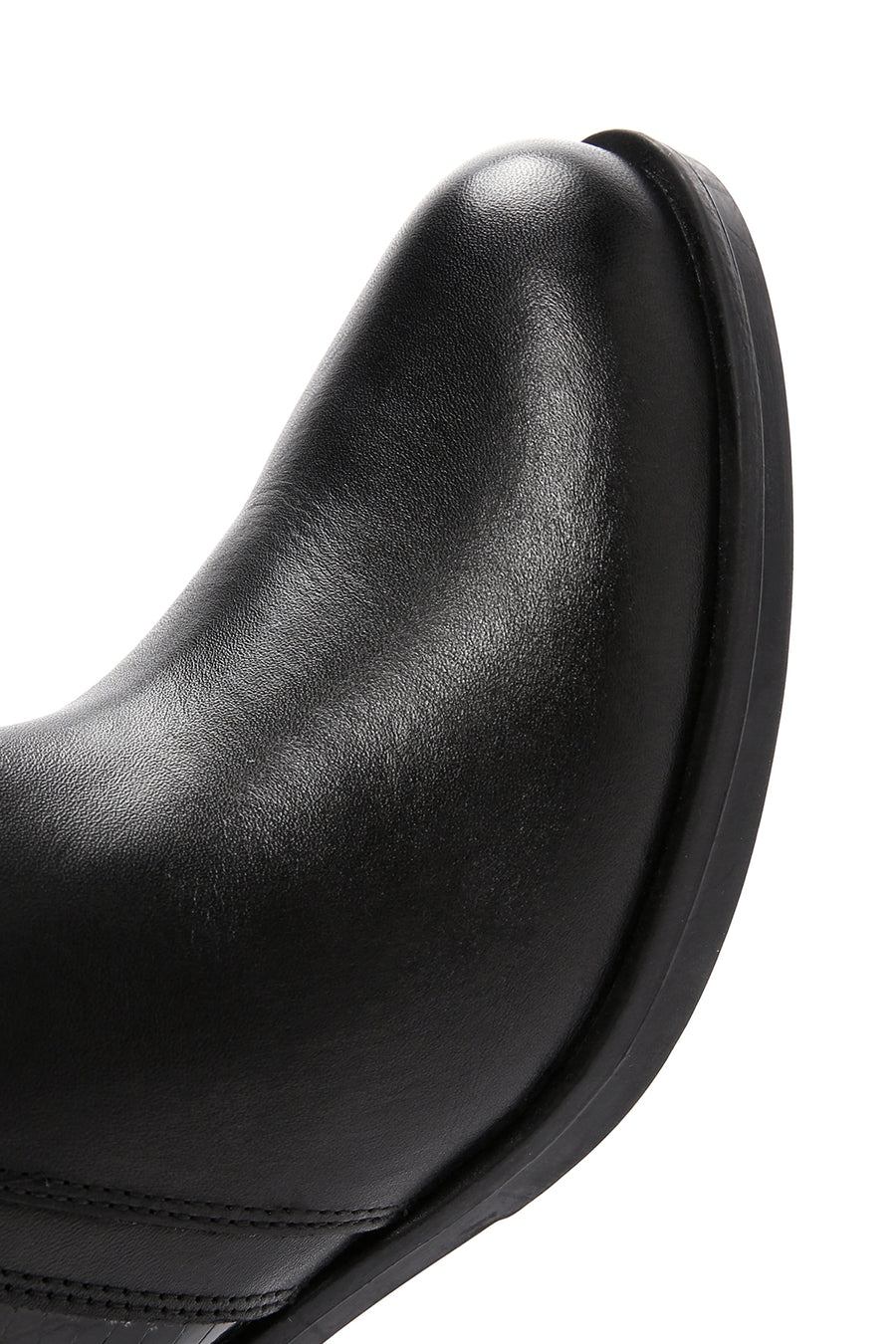 Women's Black Zippered Thick Heeled Leather Boots