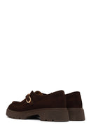 Kadın Kahverengi Tokalı Kalın Tabanlı Süet Deri Maskülen Ayakkabı | Derimod