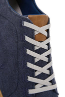Men's Navy Blue Lace-Up Thick Sole Fabric Sneaker | Derimod