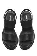 Women's Black Thick-Sole Leather Sandals | Derimod