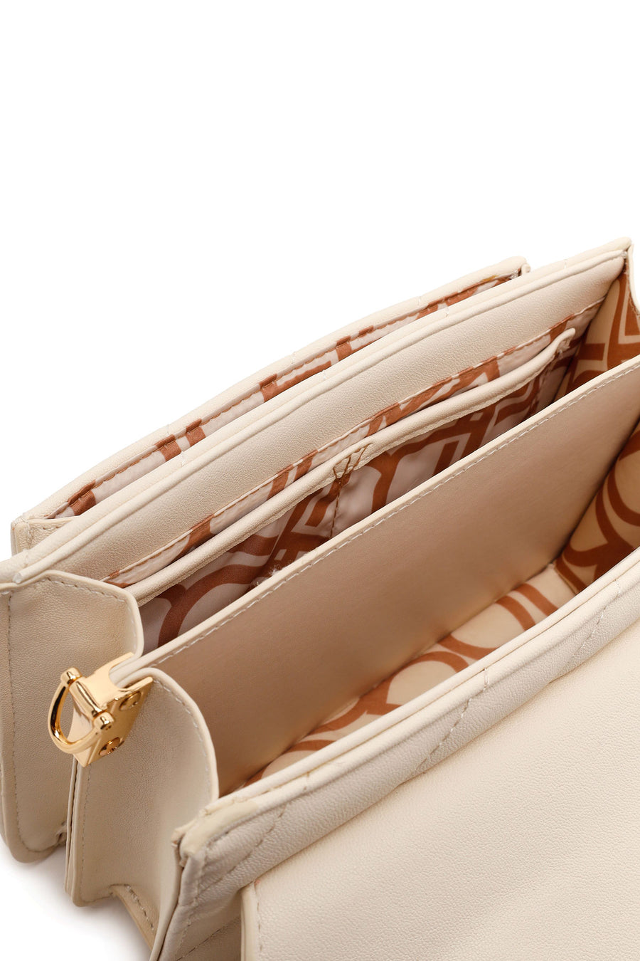 Woman Cream Accessory Quilted Crossbody Bag