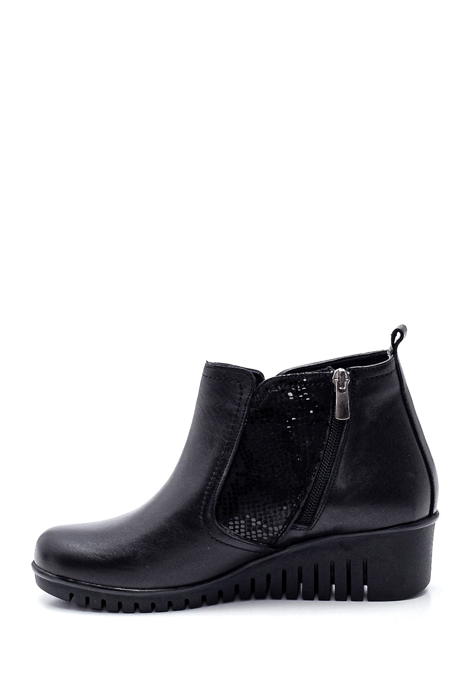 Women's Leather Wedge Heel Boots