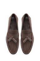 Erkek Gri Püsküllü Süet Deri Casual Loafer | Derimod