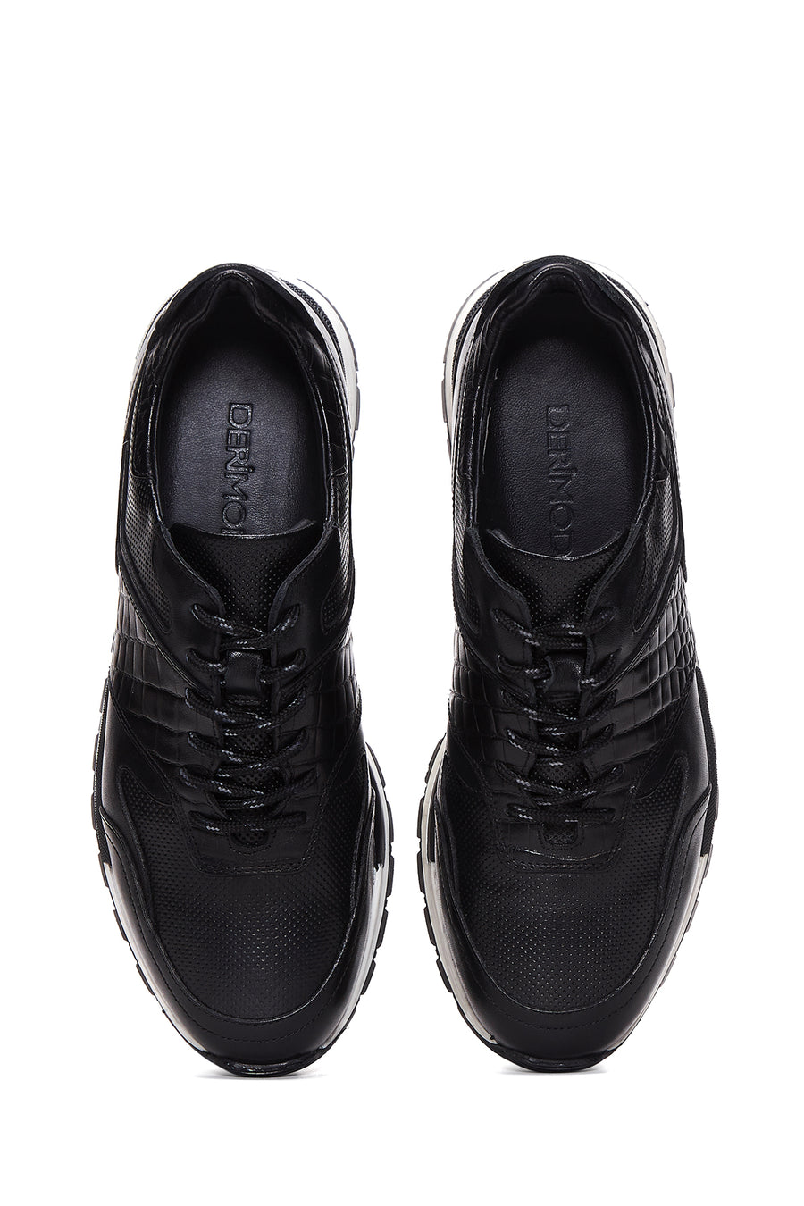 Men's Black Lace-Up Leather Casual Sneaker