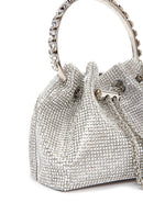 Women's Silver Long Chain Strap Stone Mini Evening Handbag | Derimod