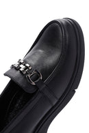 Women's Black Leather Comfort Loafer | Derimod