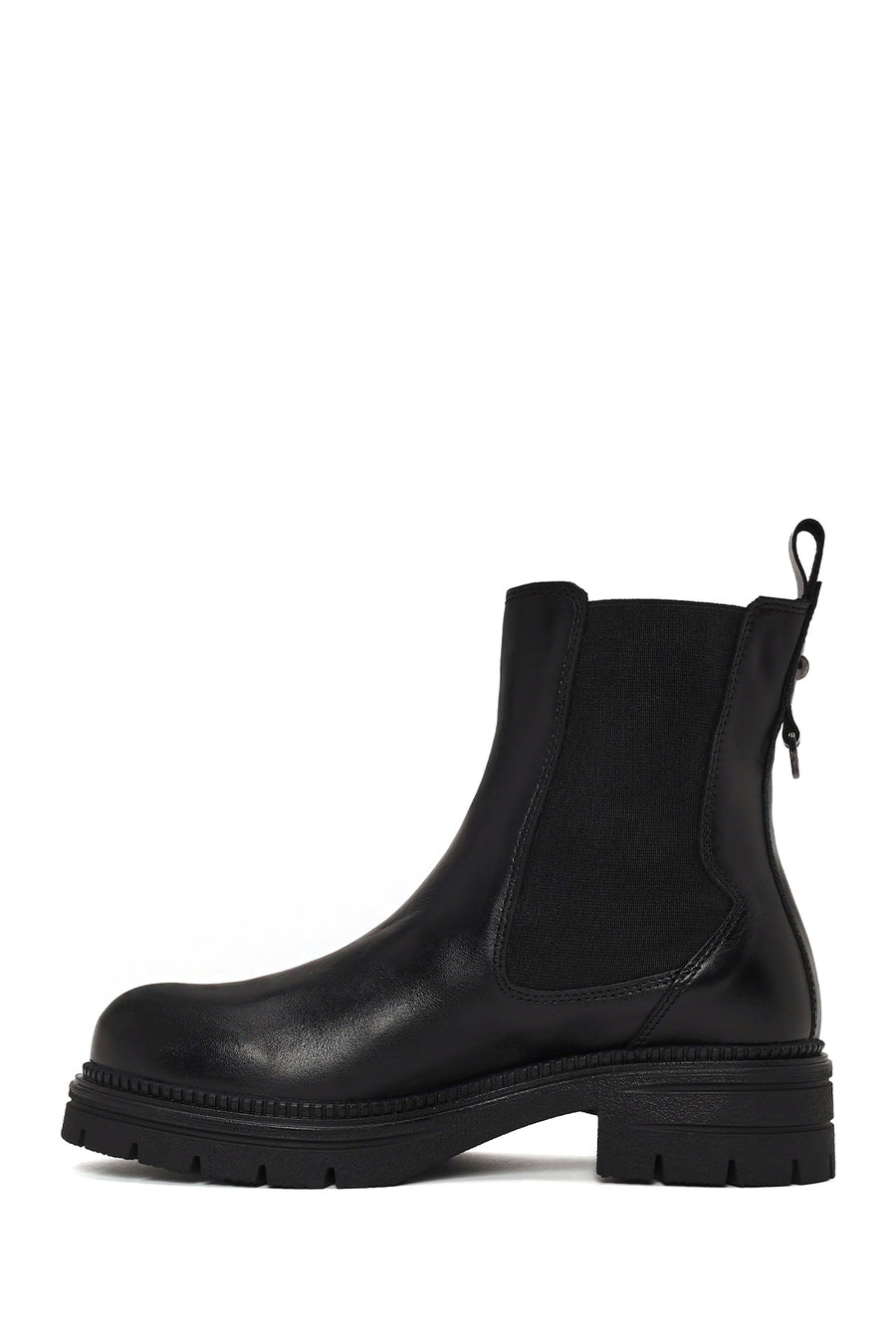 Woman Black Thick-Soled Leather Chelsea Boots