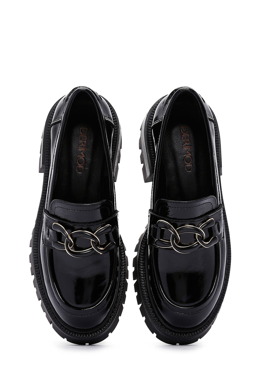 Women's Black Buckle Detailed Leather Masculine Loafer