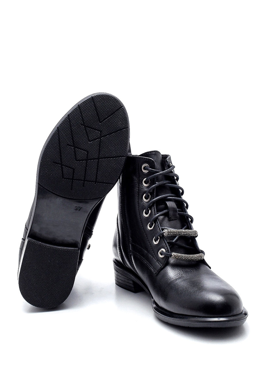 Women's Leather Accessory Detailed Boots
