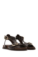 Women's Brown Ankle Strap Leather Sandals | Derimod