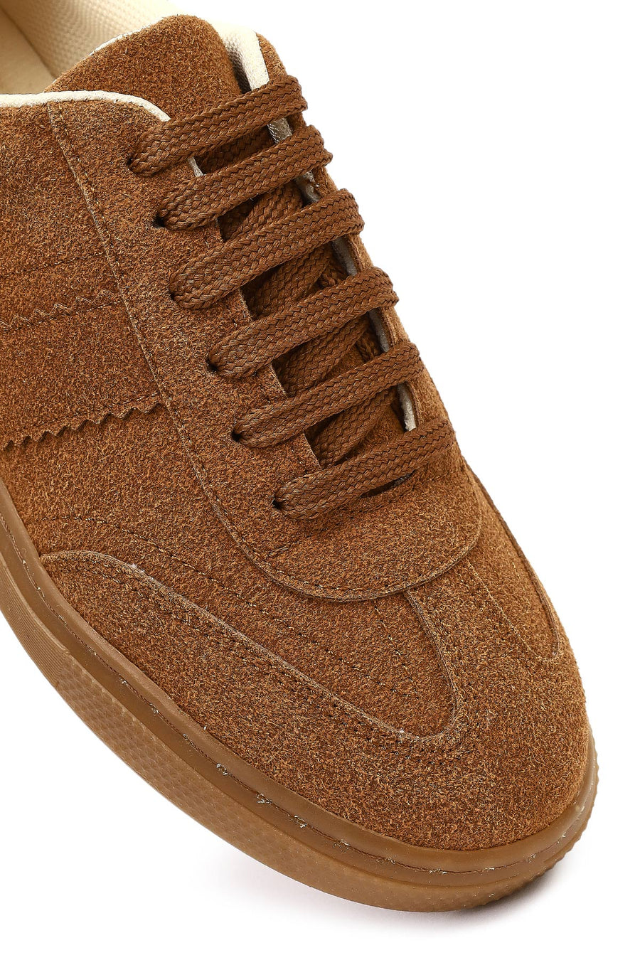Kadın Taba Bağcıklı Süet Sneaker