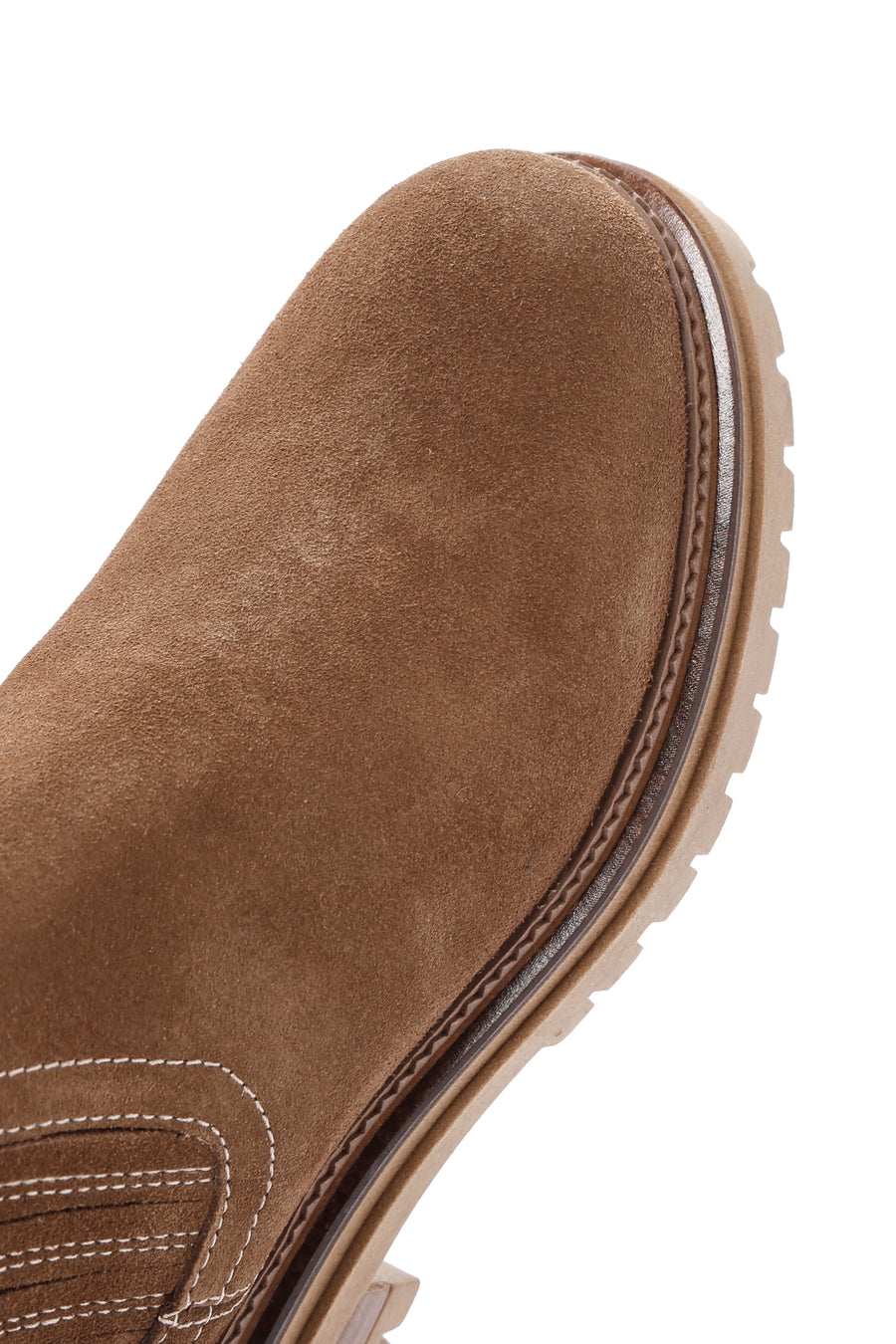 Woman Tan Suede Leather Chelsea Bot